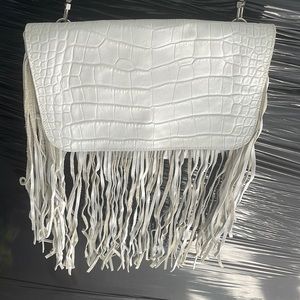 White croc leather fringe bag bought in Argentina